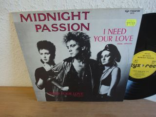 Midnight Passion - I Need Your Love 12 " Rare Italo Hi - Nrg
