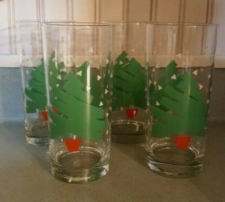 4 Confetti Christmas Tree Water Glasses Dayton Hudson 1988