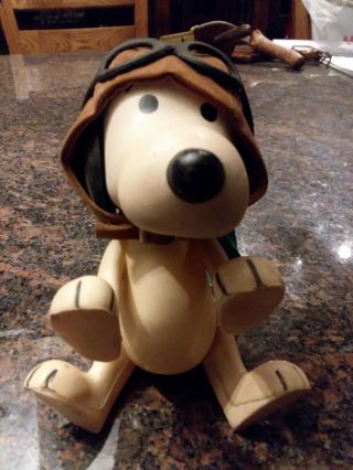 Vintage 1966 Peanuts Snoopy Red Baron Rubber Figure Toy