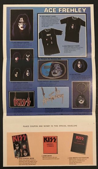 Kiss 1978 Ace Frehley Solo Album Order Merchandise Form Insert