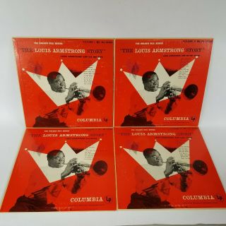Louis Armstrong Story 3 X 45 Rpm Set 1951 Jazz Volumes 1 I,  2 Ii,  3 Iii,  & 4 Iv
