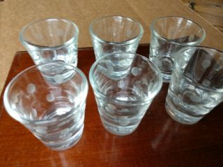 Glass Shot Glasses (set Of 6) Frosted Polka Dots Barware Drinkware Drinks