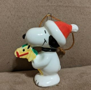 Vintage Peanuts Snoopy Hobby Horse Ceramic Christmas Tree Ornament