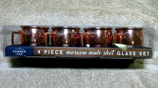 Copper Moscow Mule Shot Glass,  Set Of 4 By Hammer Axe