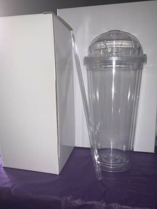 20oz Acrylic Domed Tumbler With Straw And Box