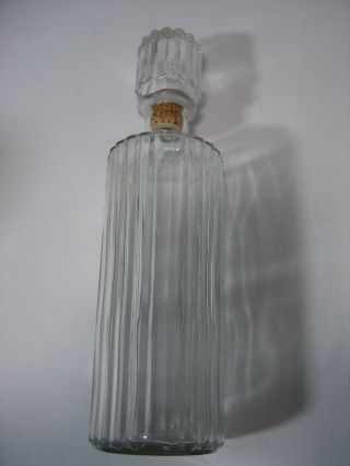 Vintage Whiskey Vodka Decanter Clear Cut Glass 12 " Round Bottle W/stopper