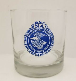 Vintage Fbi National Academy (na) Blue Emblem Whiskey Rocks Cocktail Glass F33