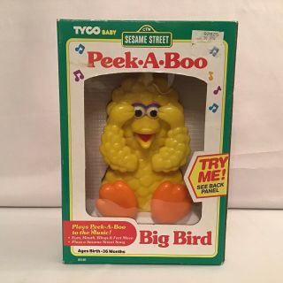 Vintage Tyco Sesame Street Wind Up Musical Peek - A - Boo Big Bird Toy Jim Henson