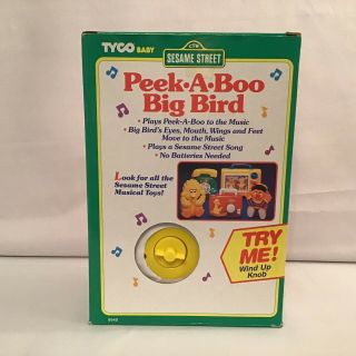 Vintage Tyco Sesame Street Wind Up Musical Peek - A - Boo Big Bird Toy Jim Henson 2