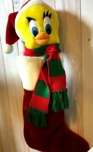 1996 Warner Bros Looney Tunes Tweety Bird 24 " Christmas Stocking.