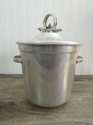 Vintage Aluminum Ice Bucket Lidded With Plastic Liner