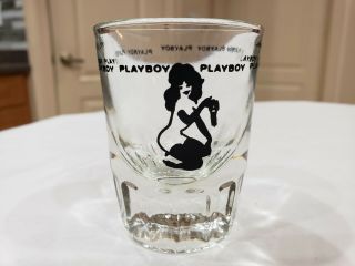 Vintage 1970s Playboy Club Bunny Playmate Shot Glass Naked Holding Key Vgc