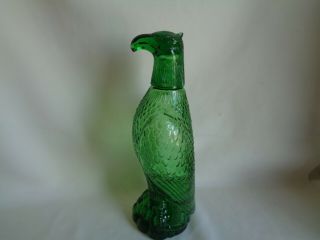 Vintage Green Glass Eagle Decanter Made In Taiwan