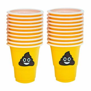 1 Oz Pile Of Happy Poop Emoji Plastic Party Shot Cups,  One Pack Of 20