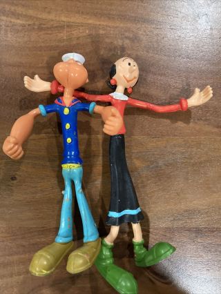 Vintage Popeye & Olive Oyl 6” Bendy Figures 1978 King Features Syndicate