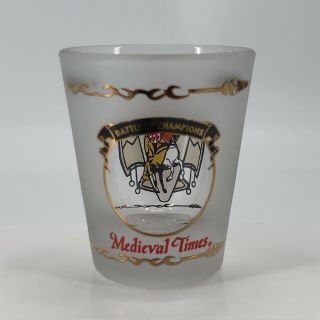 Medieval Times Souvenir Frosted Shot Glass W/ Battle Of Champions Peek Window
