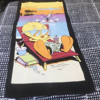 Vintage 1996 Looney Tunes Tweety Bird Sylvester Florida Beach Towel Cool