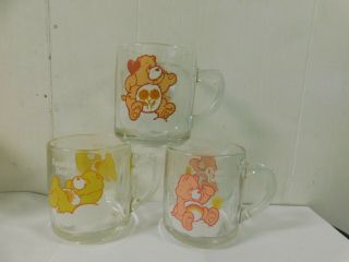 1984 American Greetings Care Bear Mugs Funshine,  Cheer & Friend Bear Mugs S/3