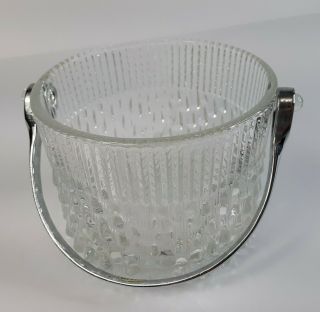 Vintage Teleflora France glass ICE bucket with silver plated handle drip pattern 2