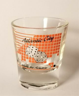 Vintage Shot Glass Atlantic City Craps Collectible Souvenir