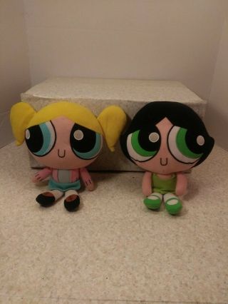 Vintage Powerpuff Girls Buttercup And Bubbles Cartoon Network Pre - Owned 10 In