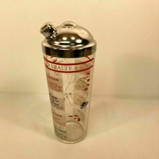 Vintage Glass Cocktail Shaker With Strainer Lid & Cap