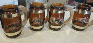 Vintage Siesta Ware Brown Glass Western Mugs - Set Of 4