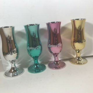 Set Of 4 Royal Caribbean Cruise Lines Metallic Loving Cup Shot Glasses