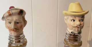 2 Vintage Figural Porcelain Bottle Stoppers - Scottish Man - Kentucky Colonel