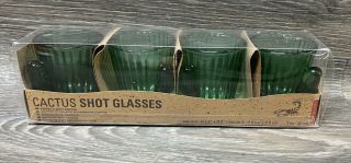 Kikkerland Cactus Shaped Green Shot Glasses Set Of 4 Glassware