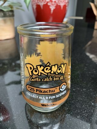 1999 Pokemon 25 Pikachu Promotional Welch’s Glass Jelly Jar