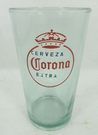 Vintage Cerveza Corona Extra Beer Glass Crown Mexico Mexican Aqua Color 4.  5 "