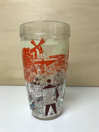 Vintage Cocktail Shaker Paris Scene with Recipes 16 ounce glass NO LID 2