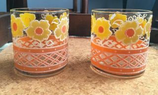 Set Of 2 Mid Century Culver Drinking Low Ball Glasses Guc