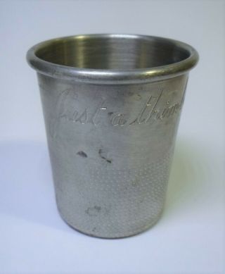 Vintage Just A Thimbleful Shot Glass By Towle Pewter Oversized Novelty 2 " Tall