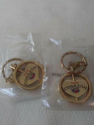Tequila Corazon De Agave Keychain Key Chain Spinning Gold Heart