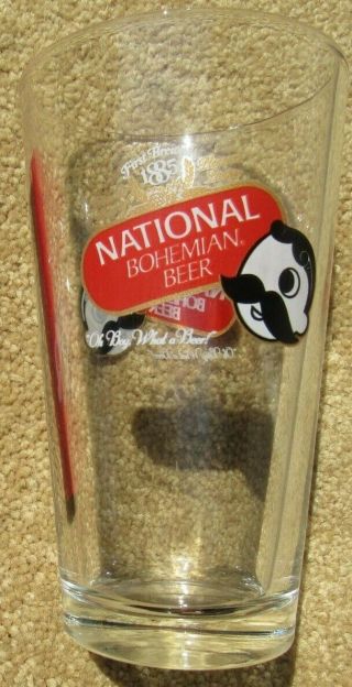 National Bohemian Beer Pint Glass 2 Sided Natty Boh Md Baltimore