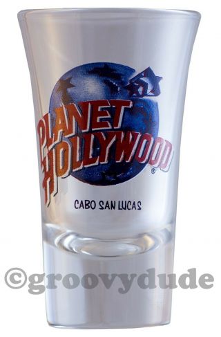 Cabo San Lucas Mexico Planet Hollywood Flared Fluted Logo Shot Glass 3 - 1/2 "