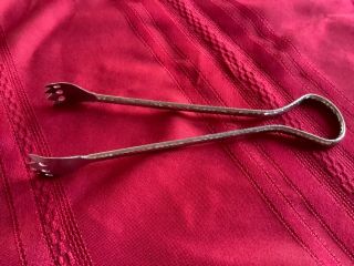 Vintage Hammered Aluminum Claw Ice Tongs / 8 Inches / Rat Pack Style 1960s