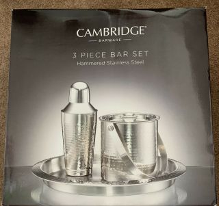 Cambridge Barware 3 Piece Hammered Stainless Steal Set $100