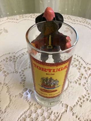 Vintage Tortuga Rum Cayman Islands Pirate Tall Double Shot Glass Shooter