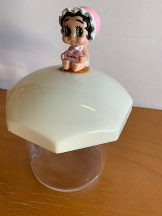 Baby Betty Boop " Pink Heart Love You " Figurine 1990 Kfs On Glass Container - Ooak