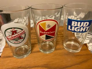 4 Beer Glasses Shiner Bock Budweiser Bud Light