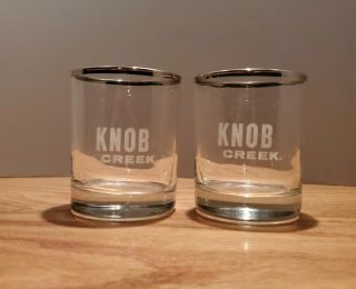 Knob Creek Silver Rimmed Bourbon Whisky Whiskey Rocks Glasses - Set Of 2
