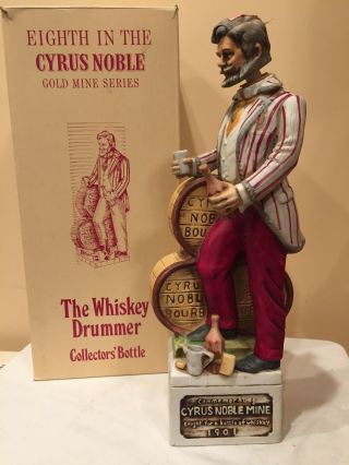 Cyrus Noble Mine Whiskey Decanter " The Whiskey Drummer " 1975 Haas Brothers