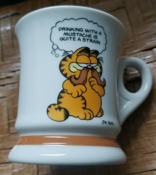 1978 Vintage Jim Davis Garfield Mustache Ceramic Coffee Cup Mug Enesco