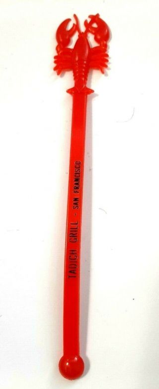 Vintage Tadich Grill San Francisco Drink Swizzle Stick With Crab