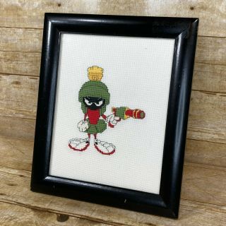Marvin The Martian Cross Stitch Looney Tunes Framed