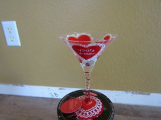 Lolita Hand Painted Homemade Valentine Martini Glass With Recipe On Bottom