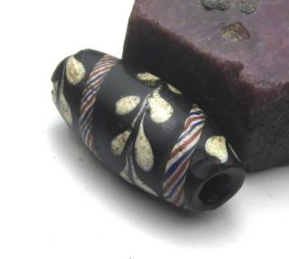 Rare Stunning Old Large Oval " Lewis & Clark " Venetian Antique Bead 11mm X 24mm